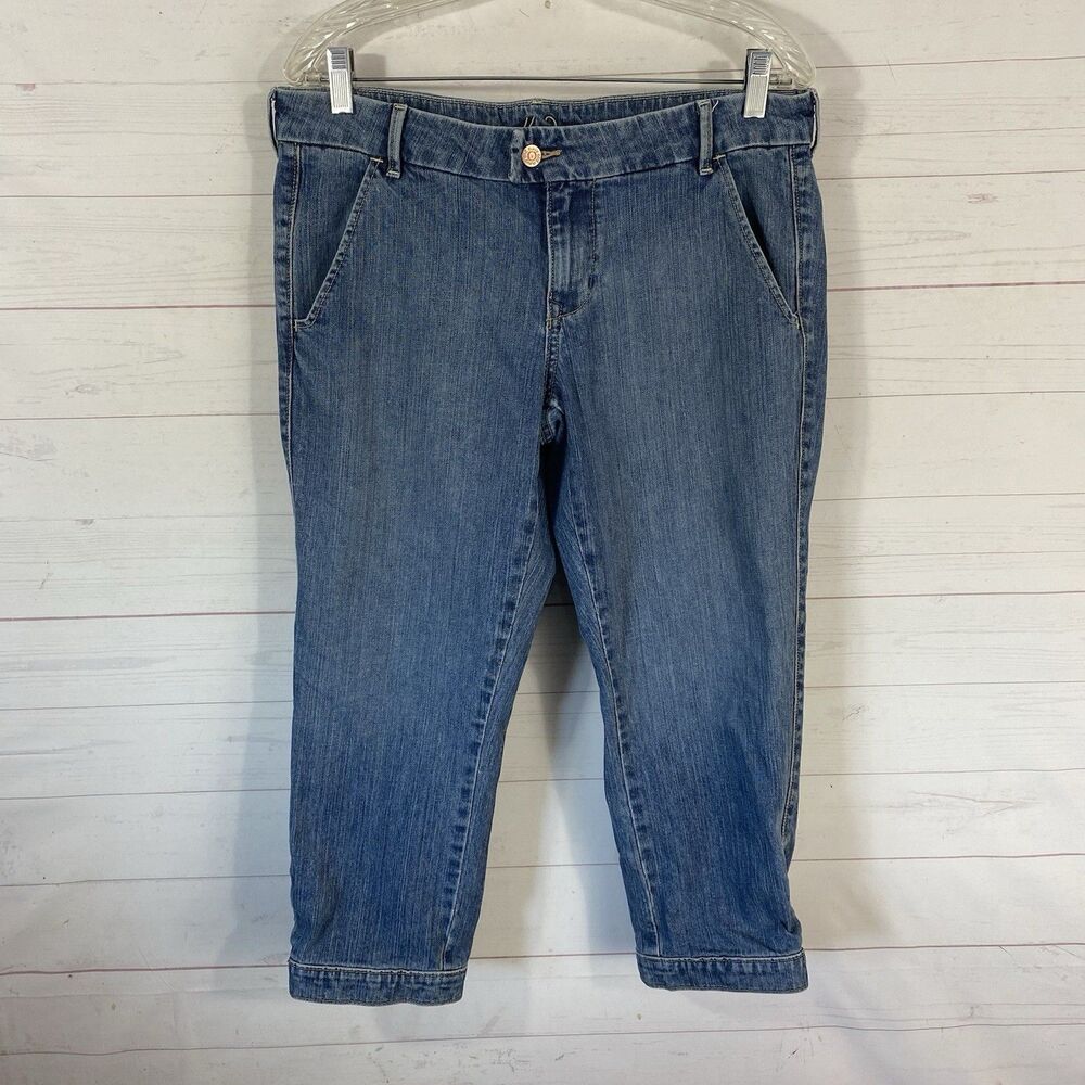 Old Navy Womens The Diva Capri Jeans Sz 12 Blue Cotton Blend Pockets